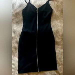 ASOS Mini black dress zipper front bodycon size Small
